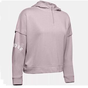 Under Armour Womens Medium Crop Hoodie Quarter Zip Blush Pink Mauve Pullover
